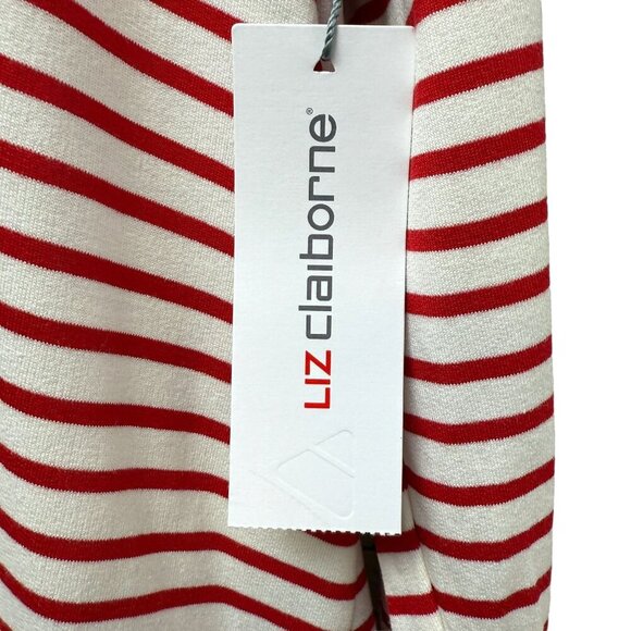 Liz Claiborne Red Stripe Top Size XL Womens Long Sleeve Tee Nautical NWT - Picture 8 of 9